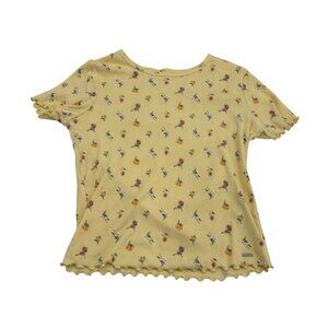 Hollister Must-Have Collection Yellow Floral T-Shirt Medium Short Sleeve